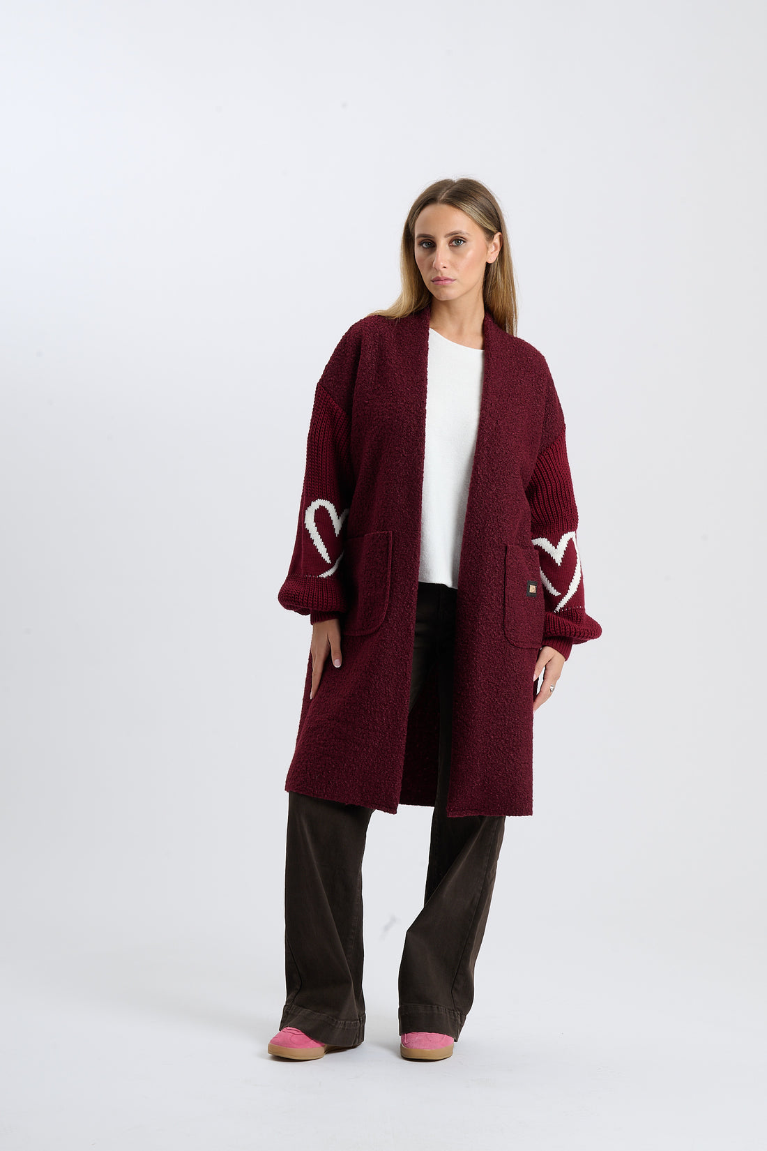 Filzjacke Heart - Weinrot