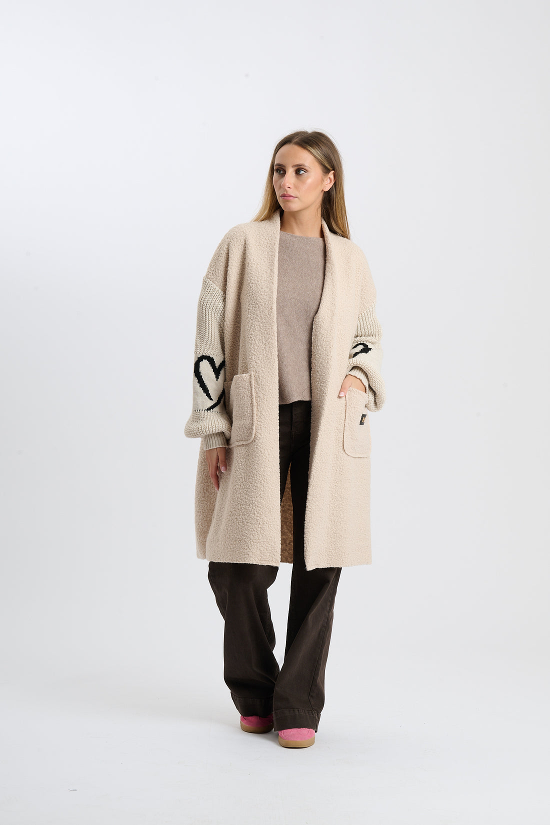 Filzjacke Heart - Beige