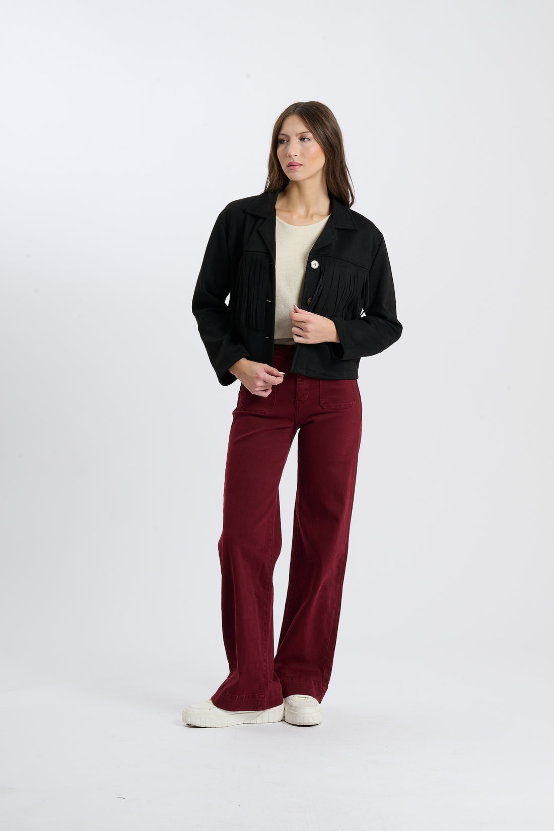 Fransenjacke Indi - Schwarz