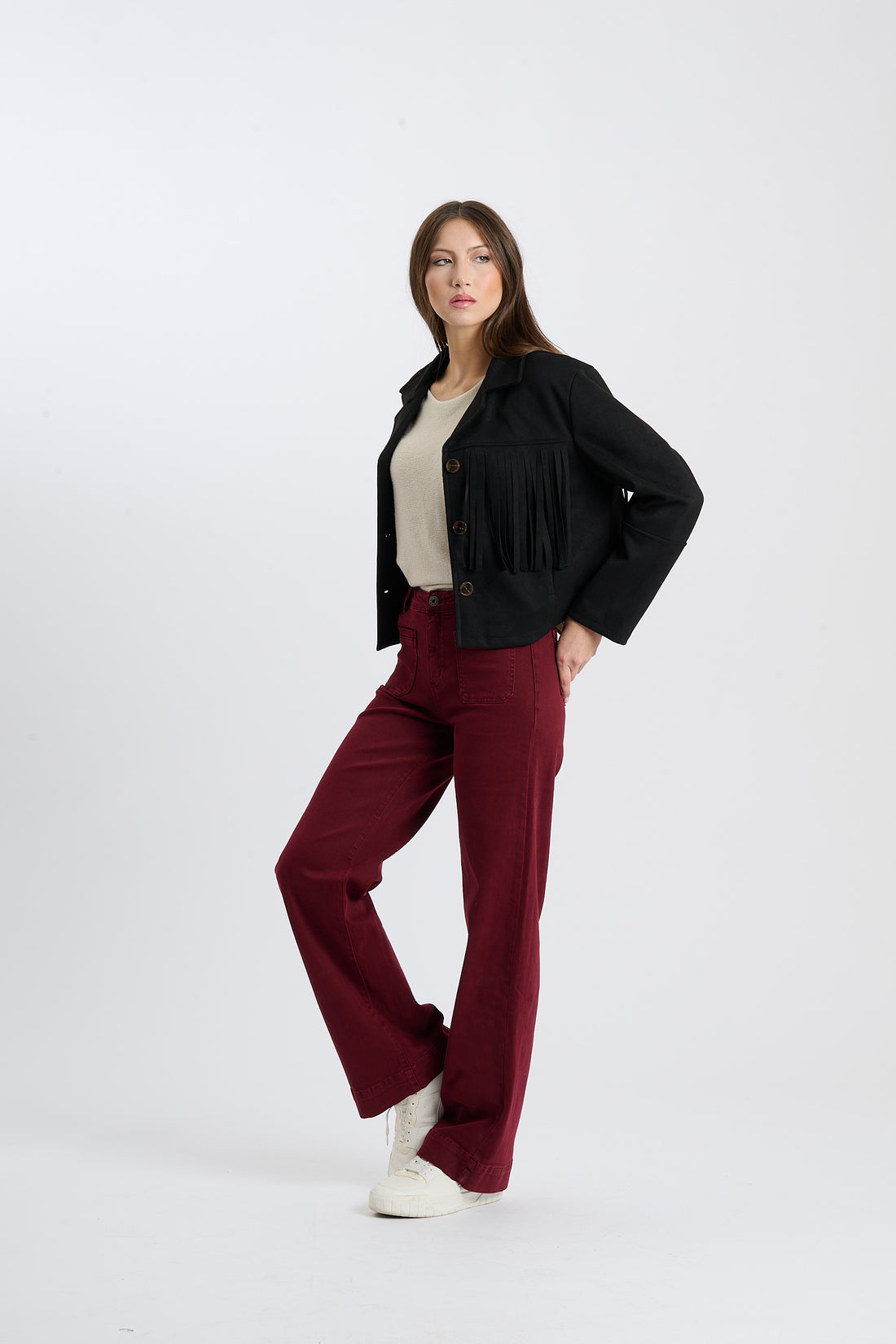 Fransenjacke Indi - Schwarz