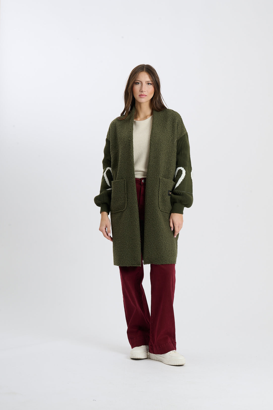 Filzjacke Heart - Olive