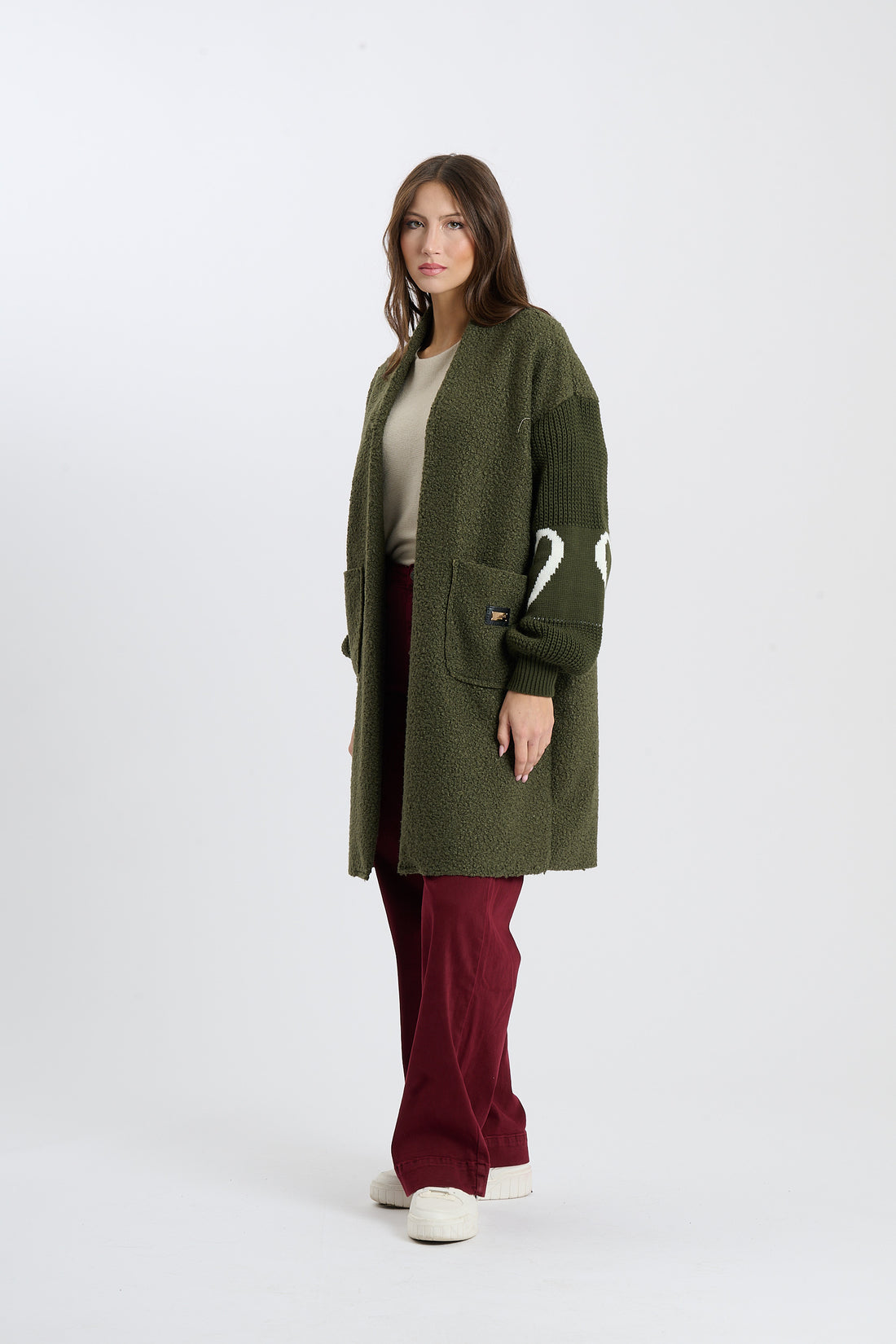 Filzjacke Heart - Olive