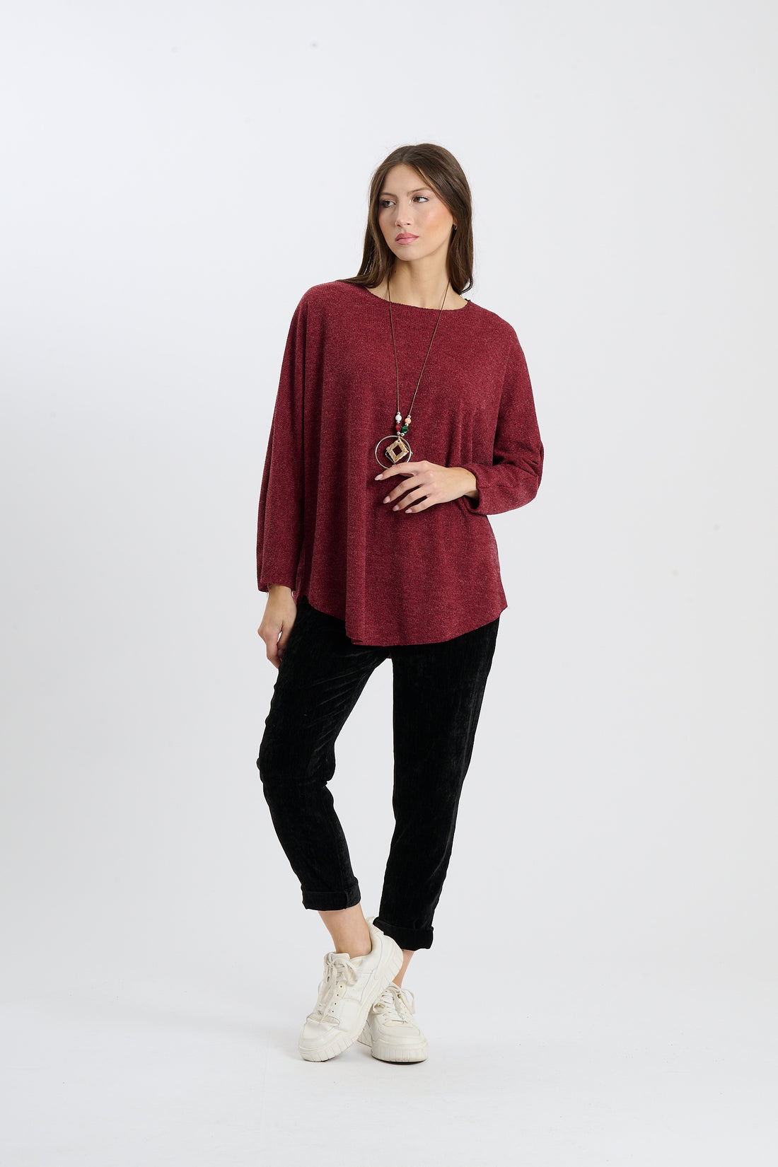 Sweatshirt Ojeda + Kette - Weinrot