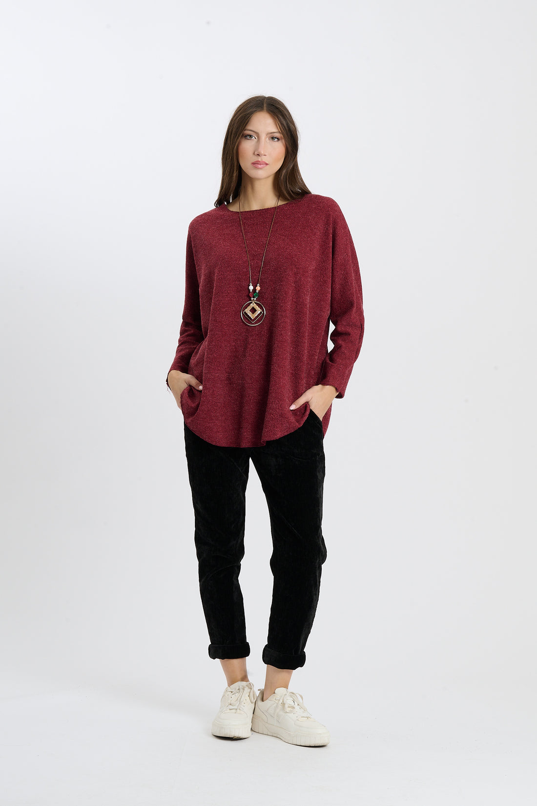Sweatshirt Ojeda + Kette - Weinrot
