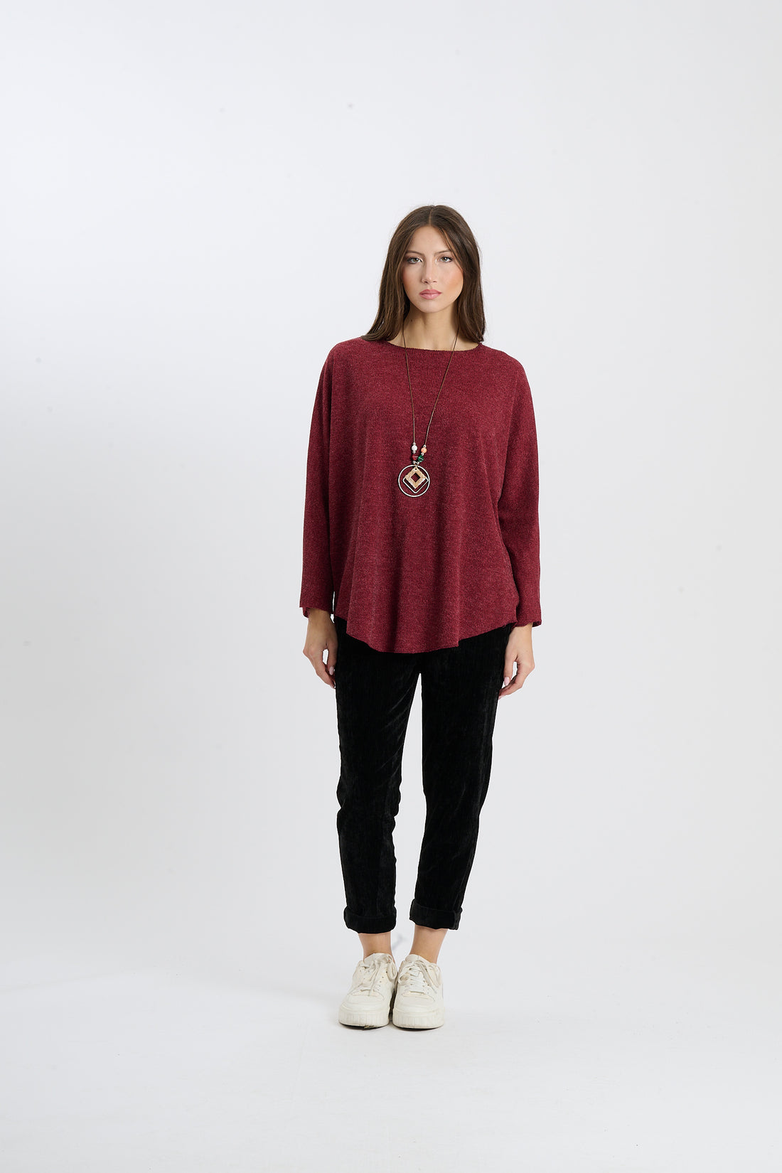 Sweatshirt Ojeda + Kette - Weinrot
