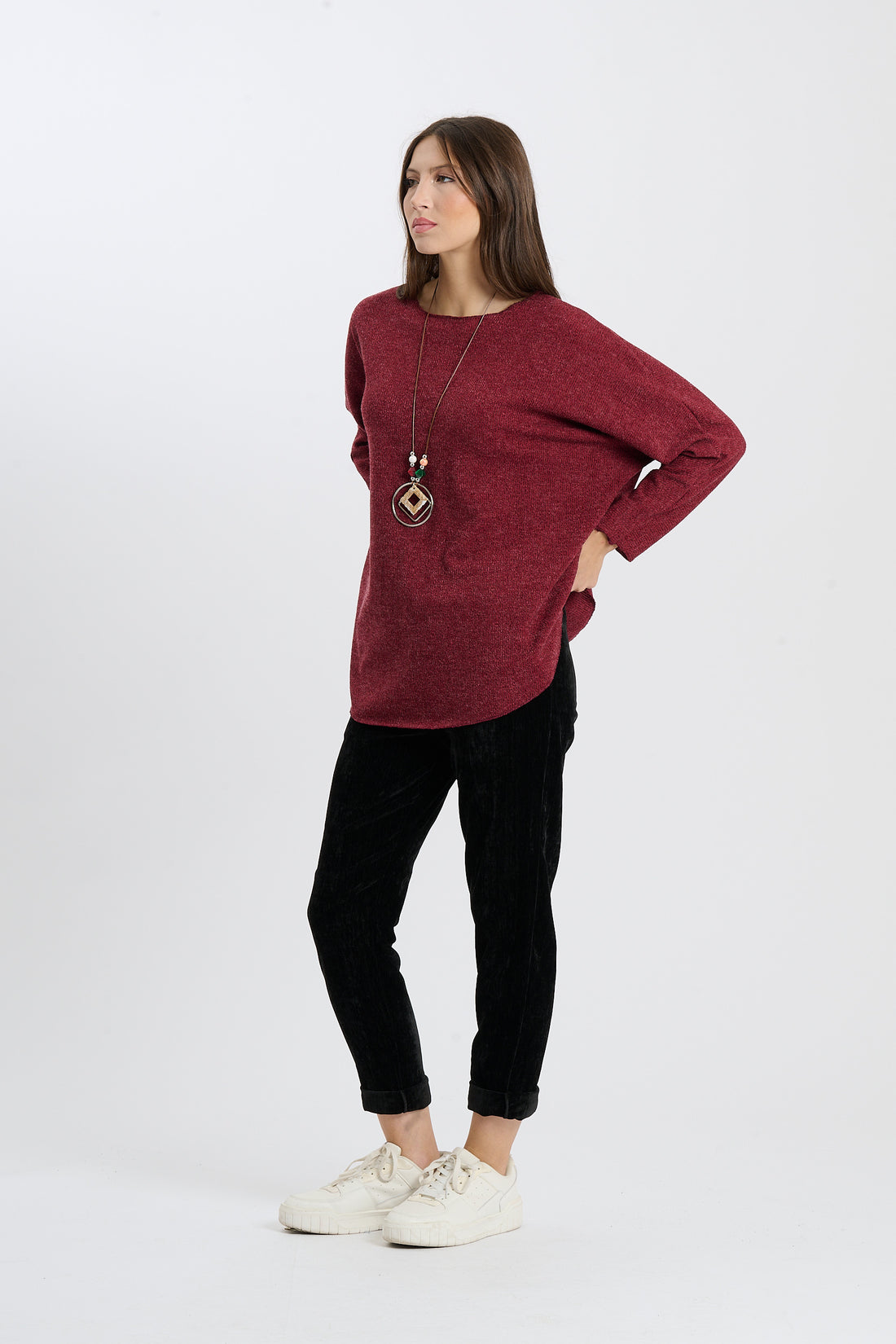 Sweatshirt Ojeda + Kette - Weinrot