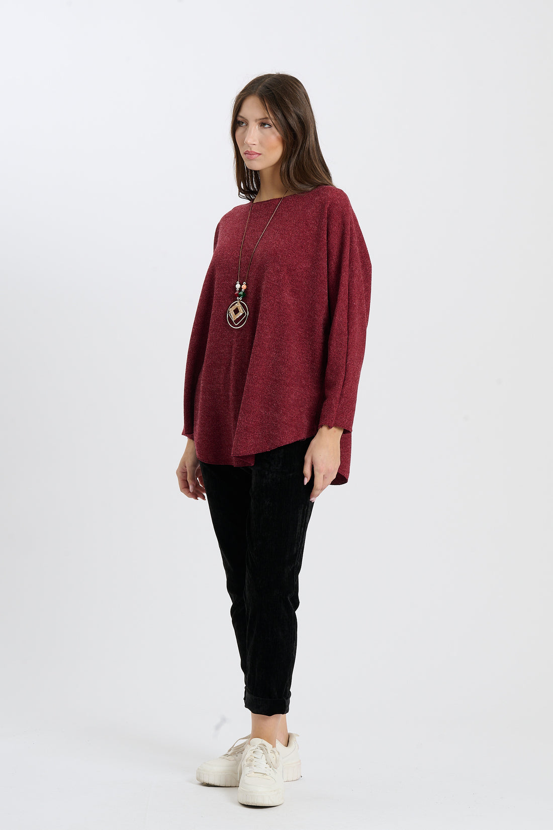 Sweatshirt Ojeda + Kette - Weinrot