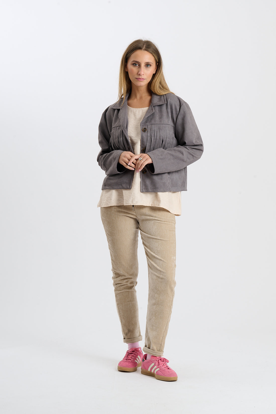 Fransenjacke Indi - Grau