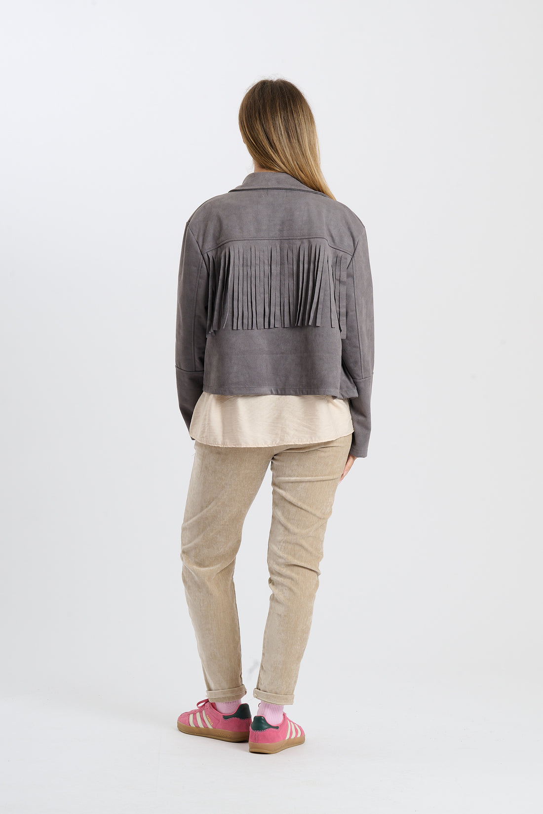 Fransenjacke Indi - Grau