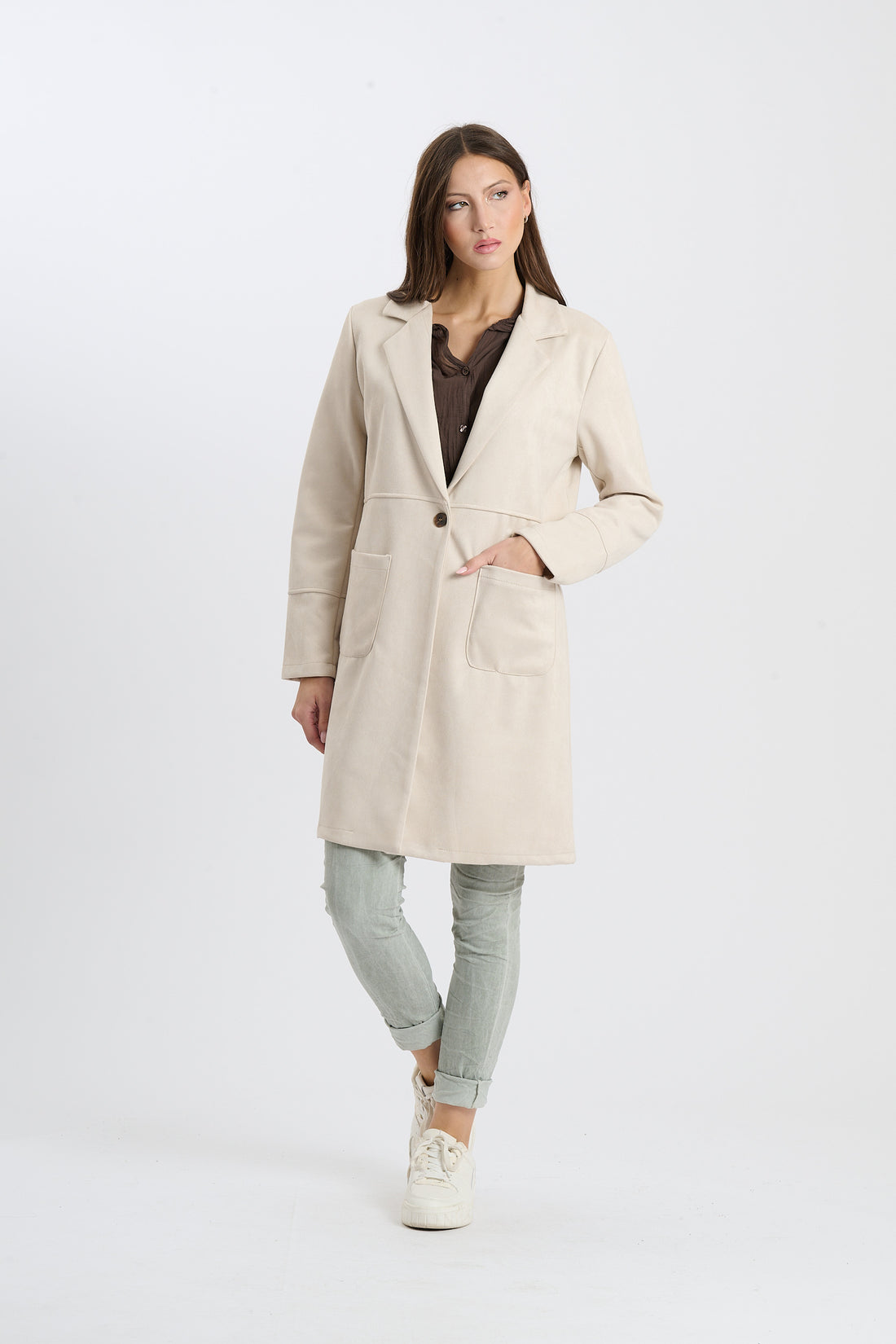 Knopfmantel Valence - Creme
