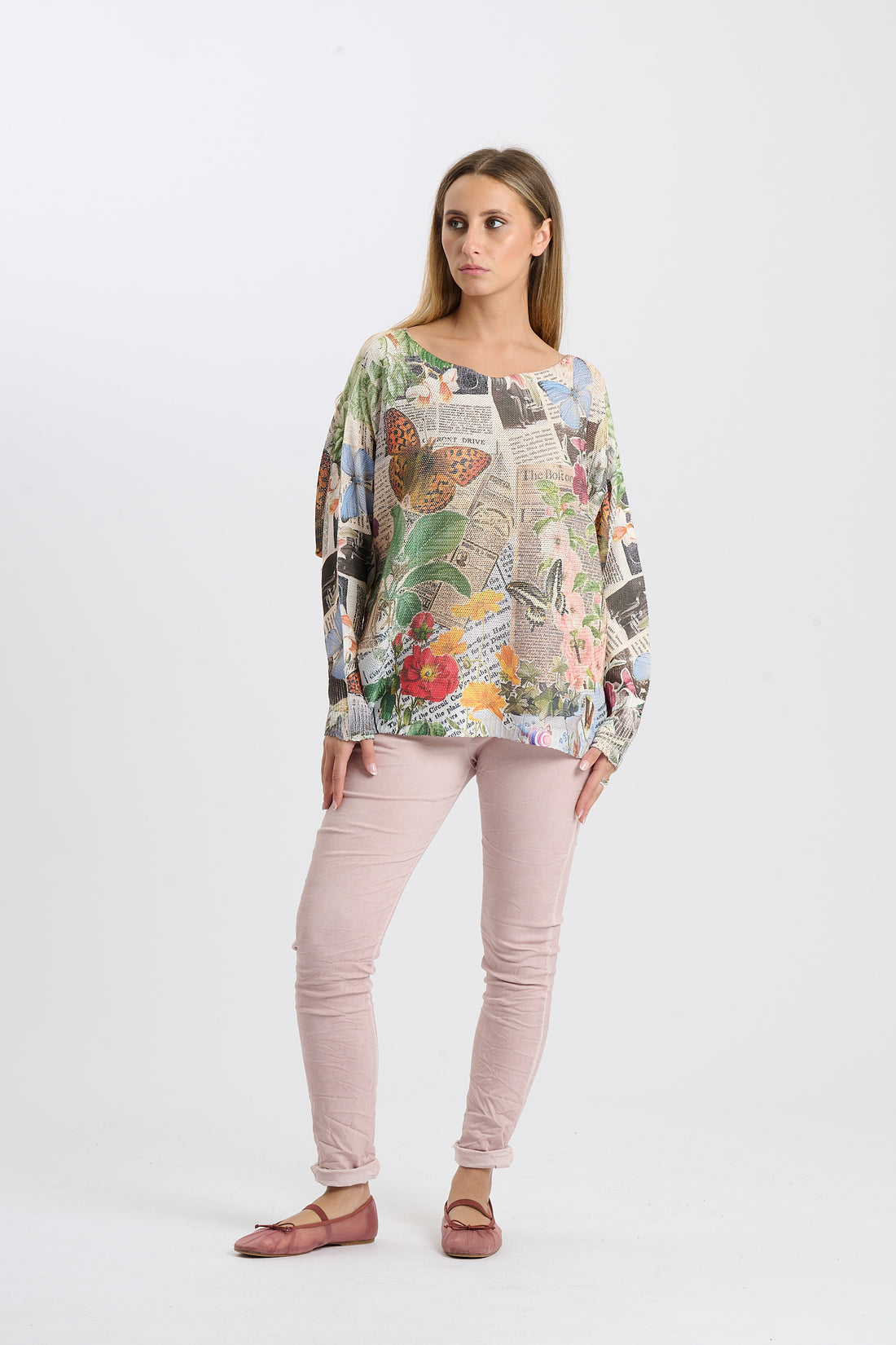Strickshirt Butterfly - Beige