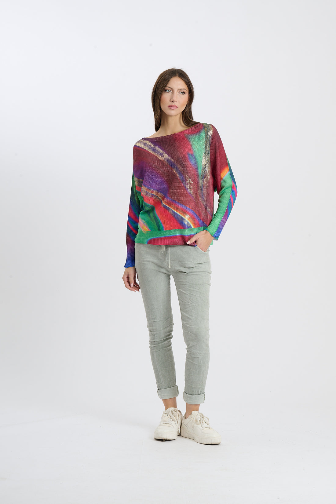 Strickshirt 70s - Grün