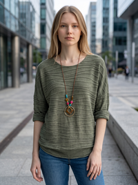Shirt Moki + Kette - Olive