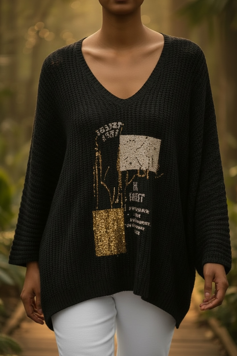 Longsleeve Strickshirt Anody - Schwarz