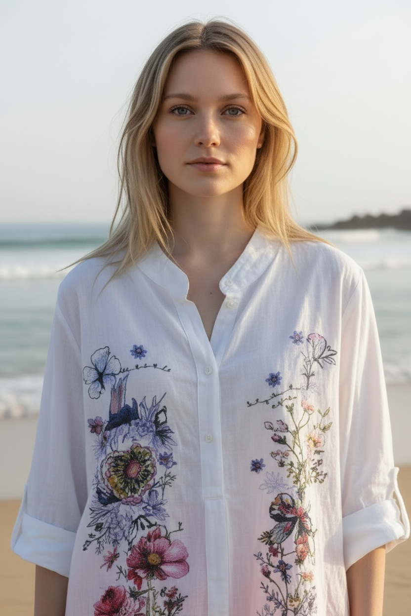 Bluse Powerflower - Weiss