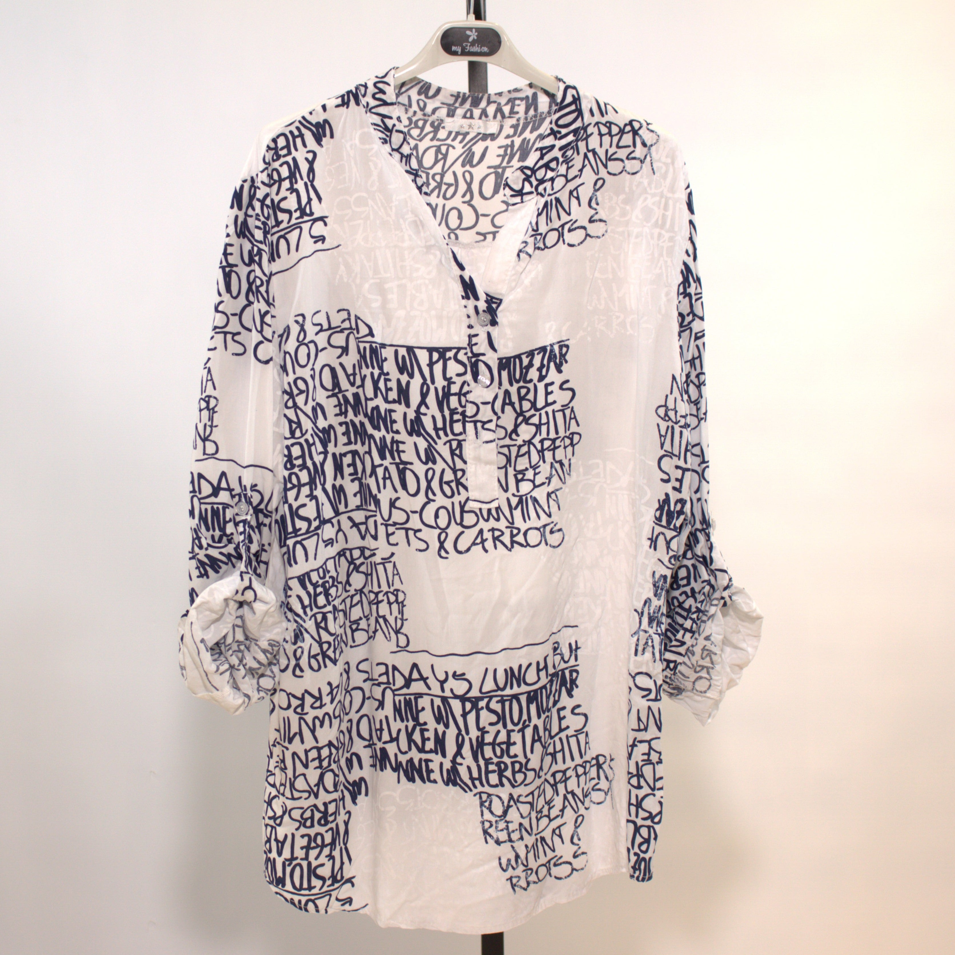 Letter print blouse - white