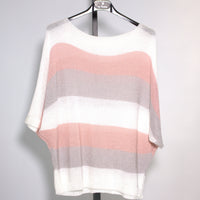 Striped knit top - white