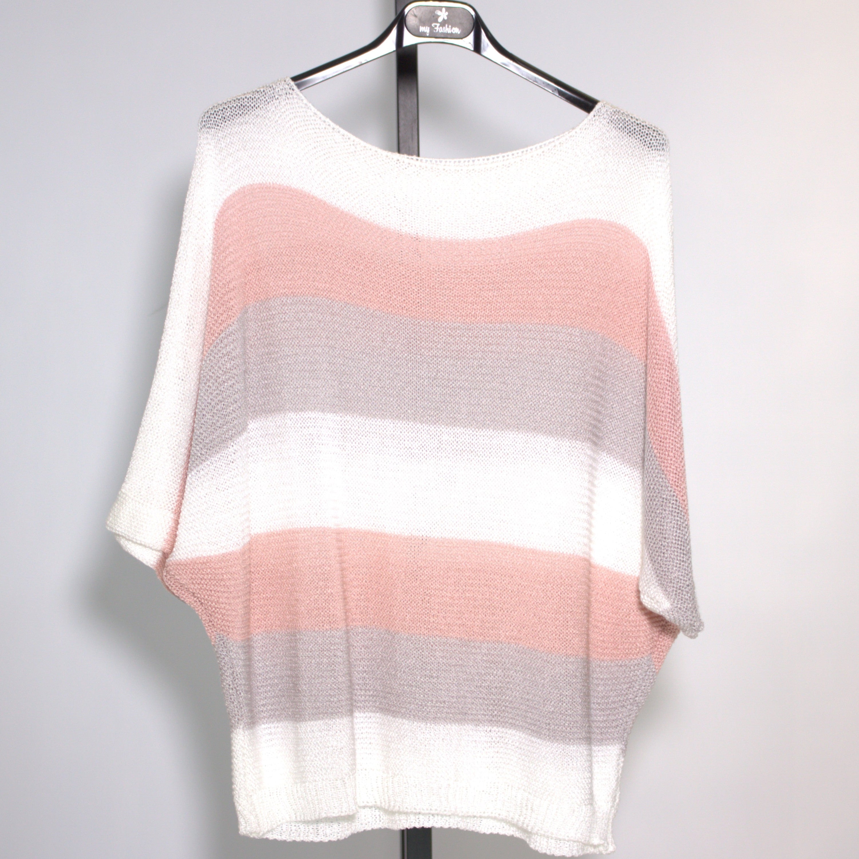 Striped knit top - white