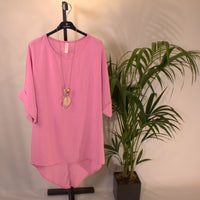 Long Shirt B + Chain pink