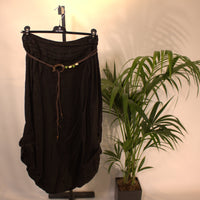 Linen skirt A - black