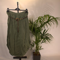 Linen skirt A - olive