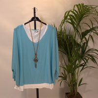 Longsleeve Combi - light blue
