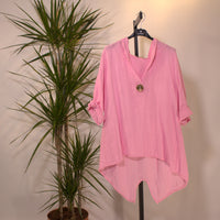 Button blouse A - pink