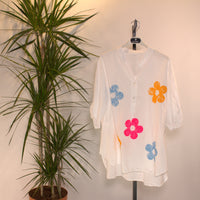 Blouse flower B - white