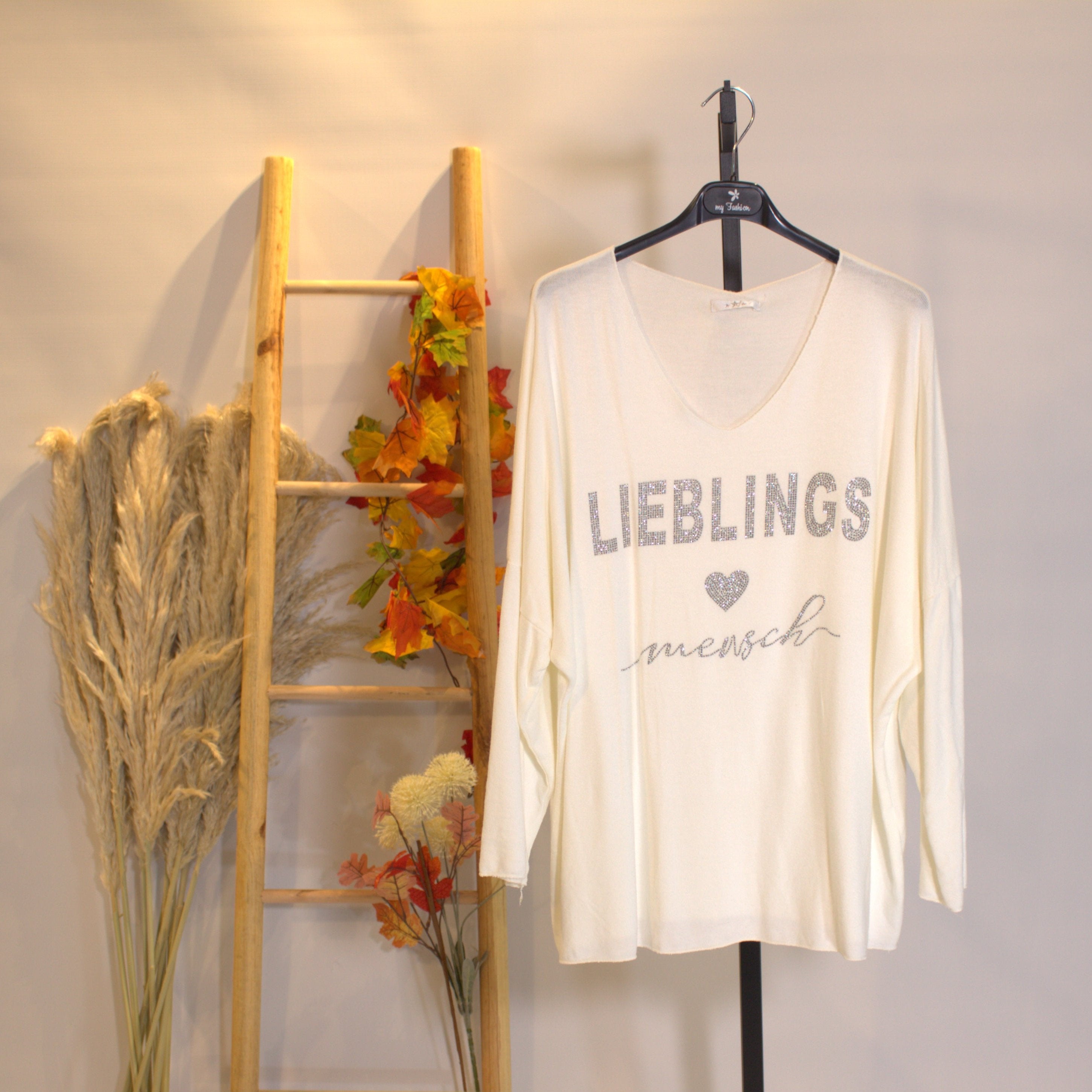 Knitted top Lieblingsmensch - White
