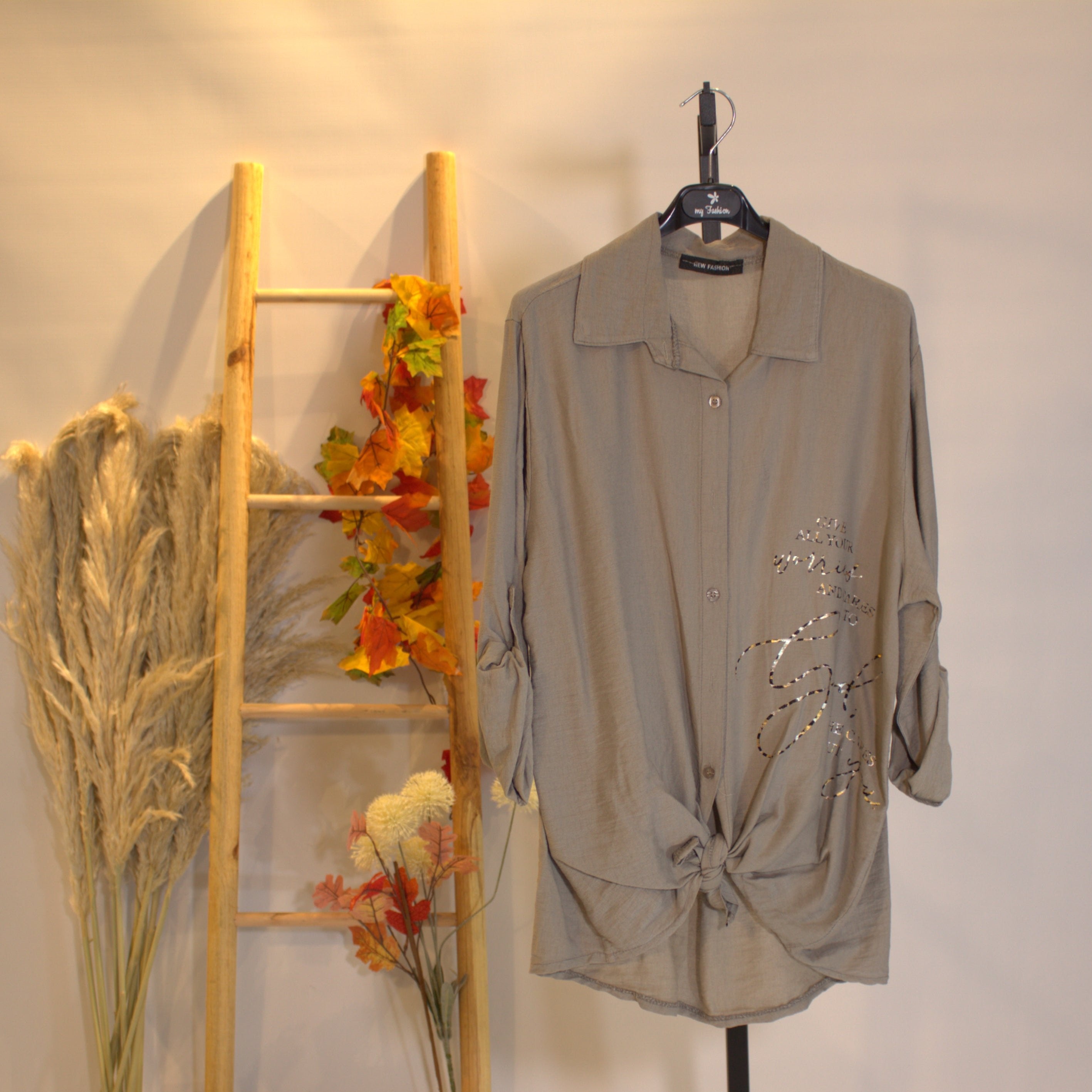 buttoned blouse - gray