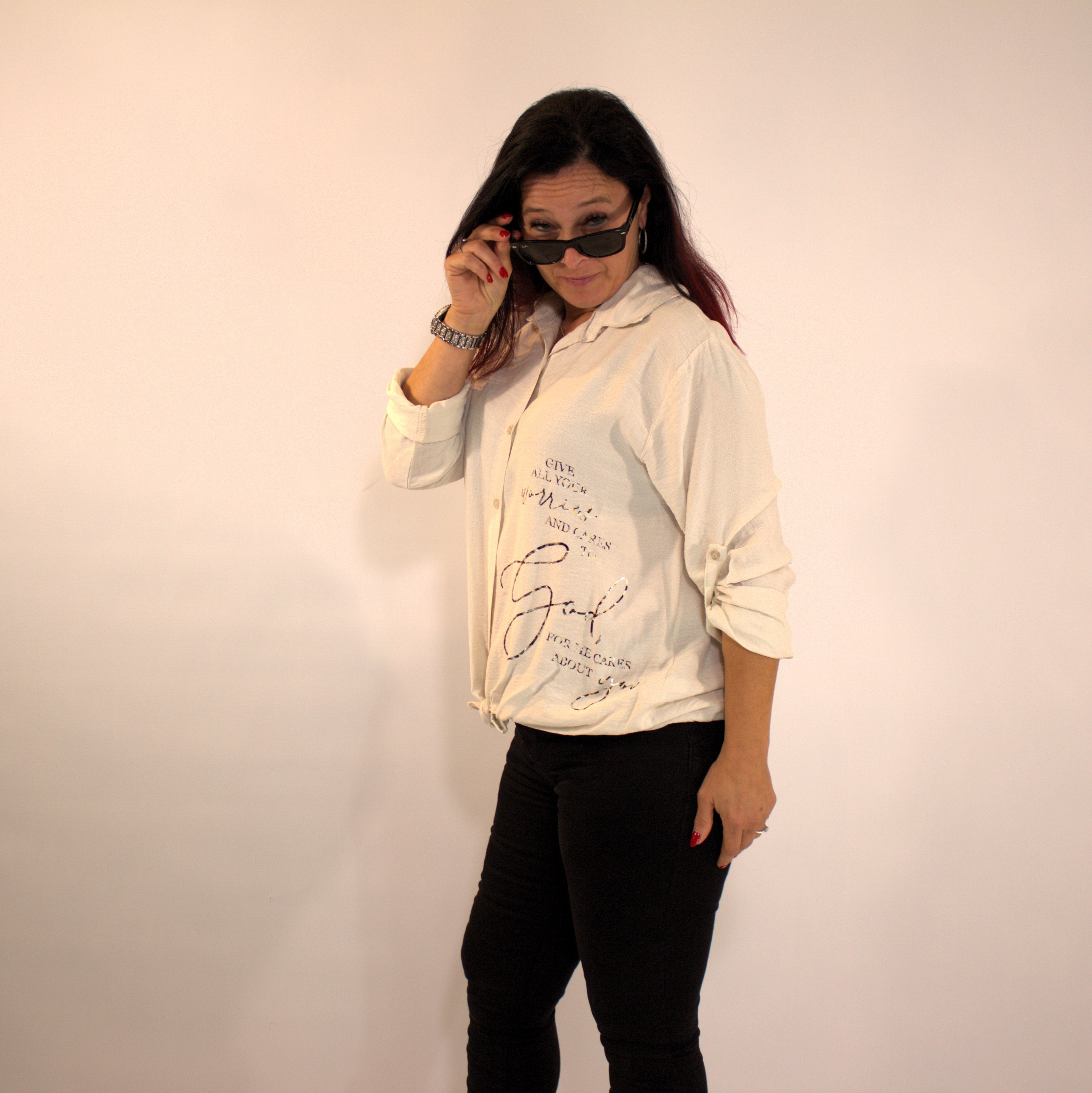 buttoned blouse - beige