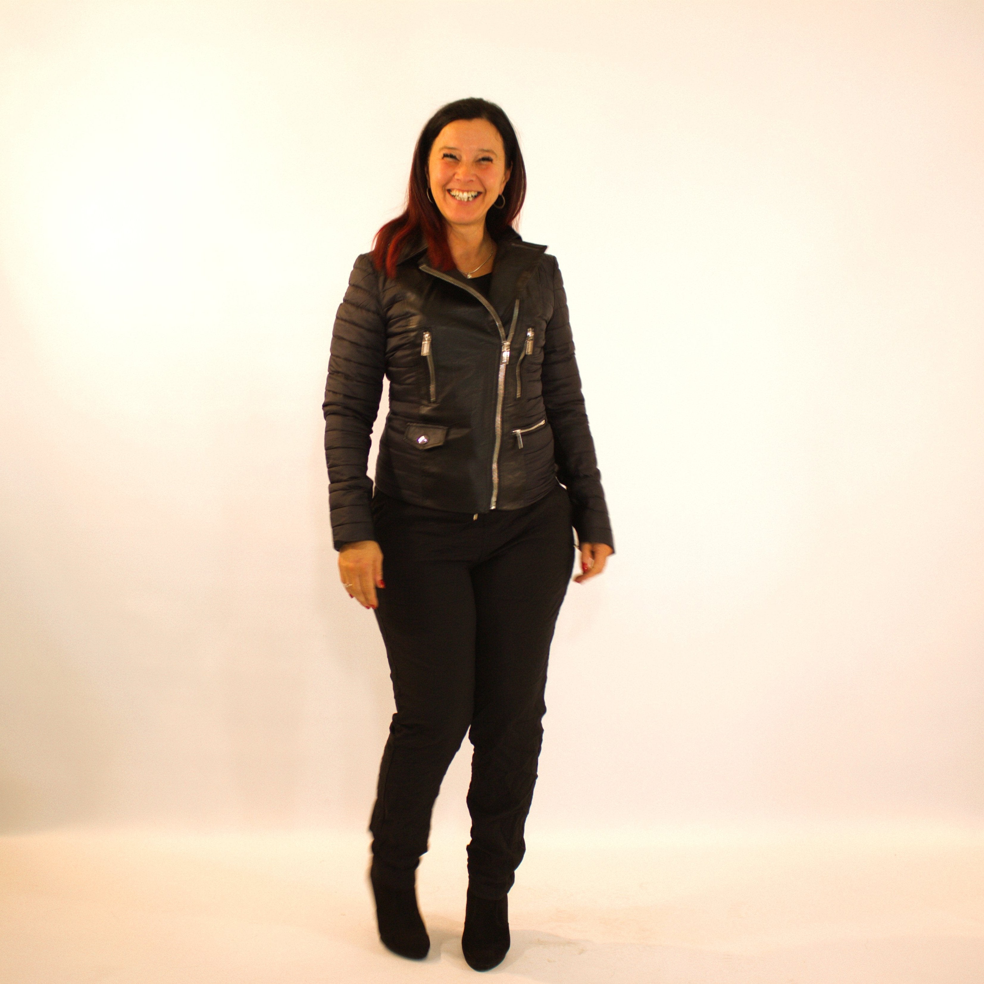 Quilted Jacket Leather Look - Black S/M