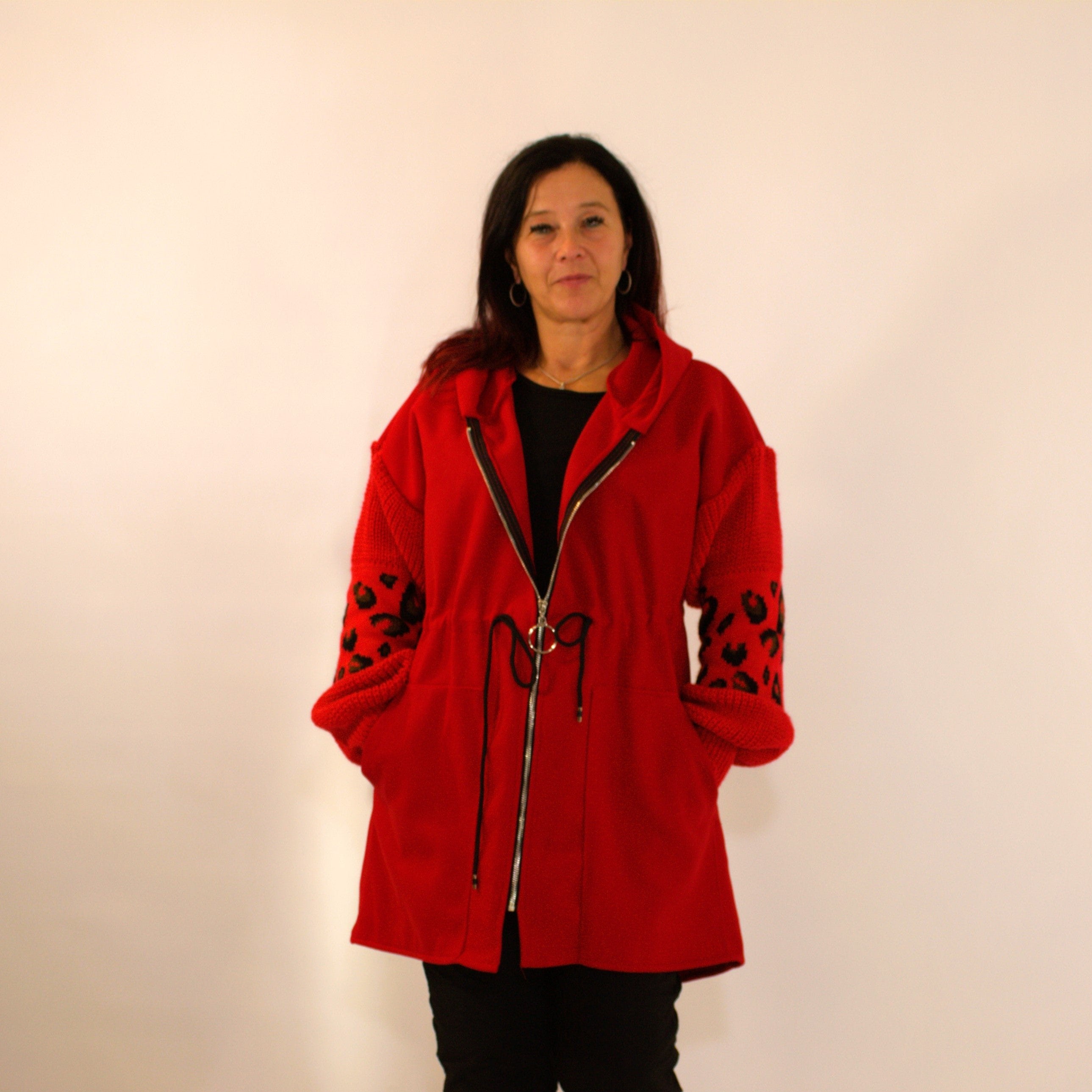 Jacket Knitted Sleeves - Red