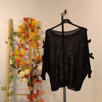 Knitted top with bow - Black