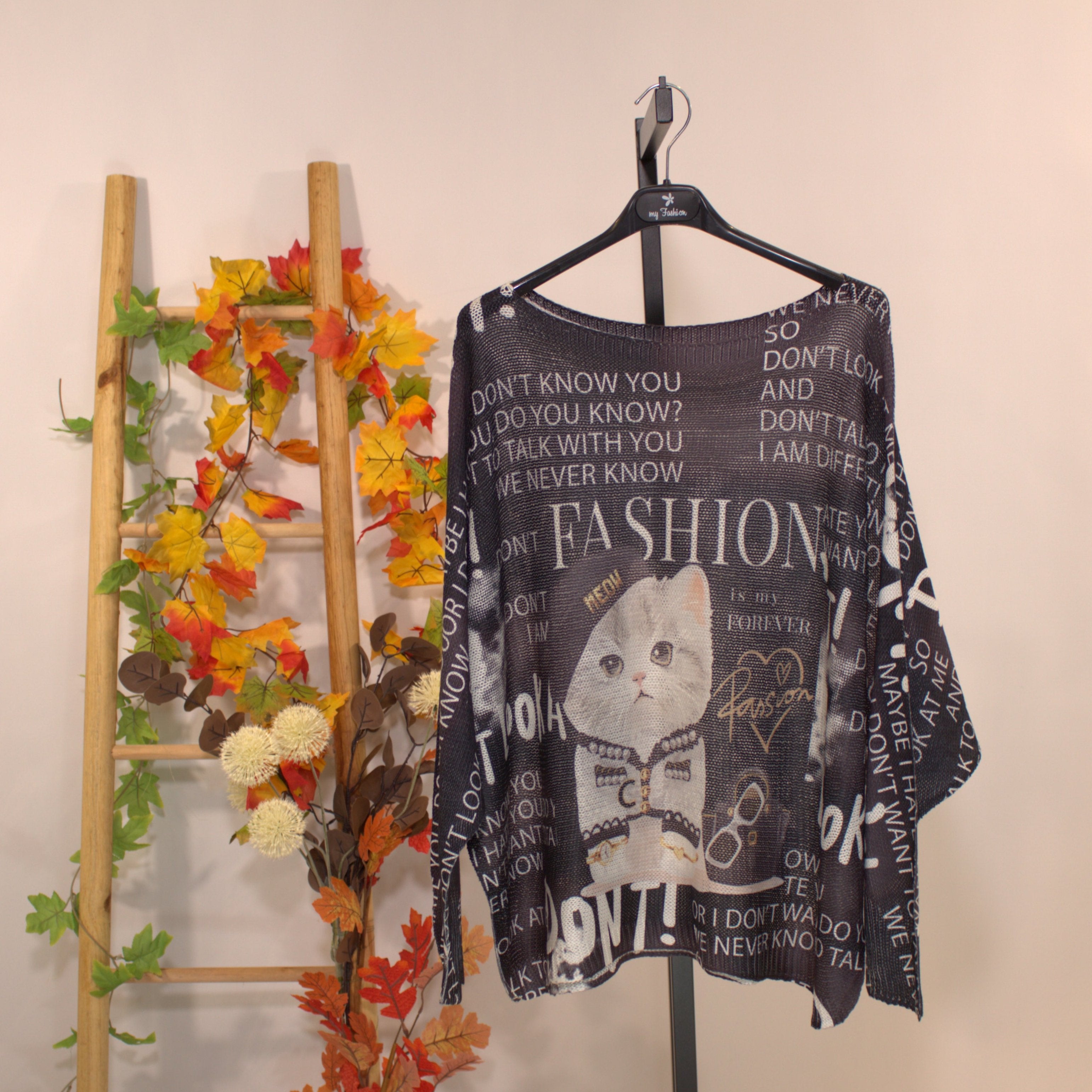 Cat Art Shirt D - Black