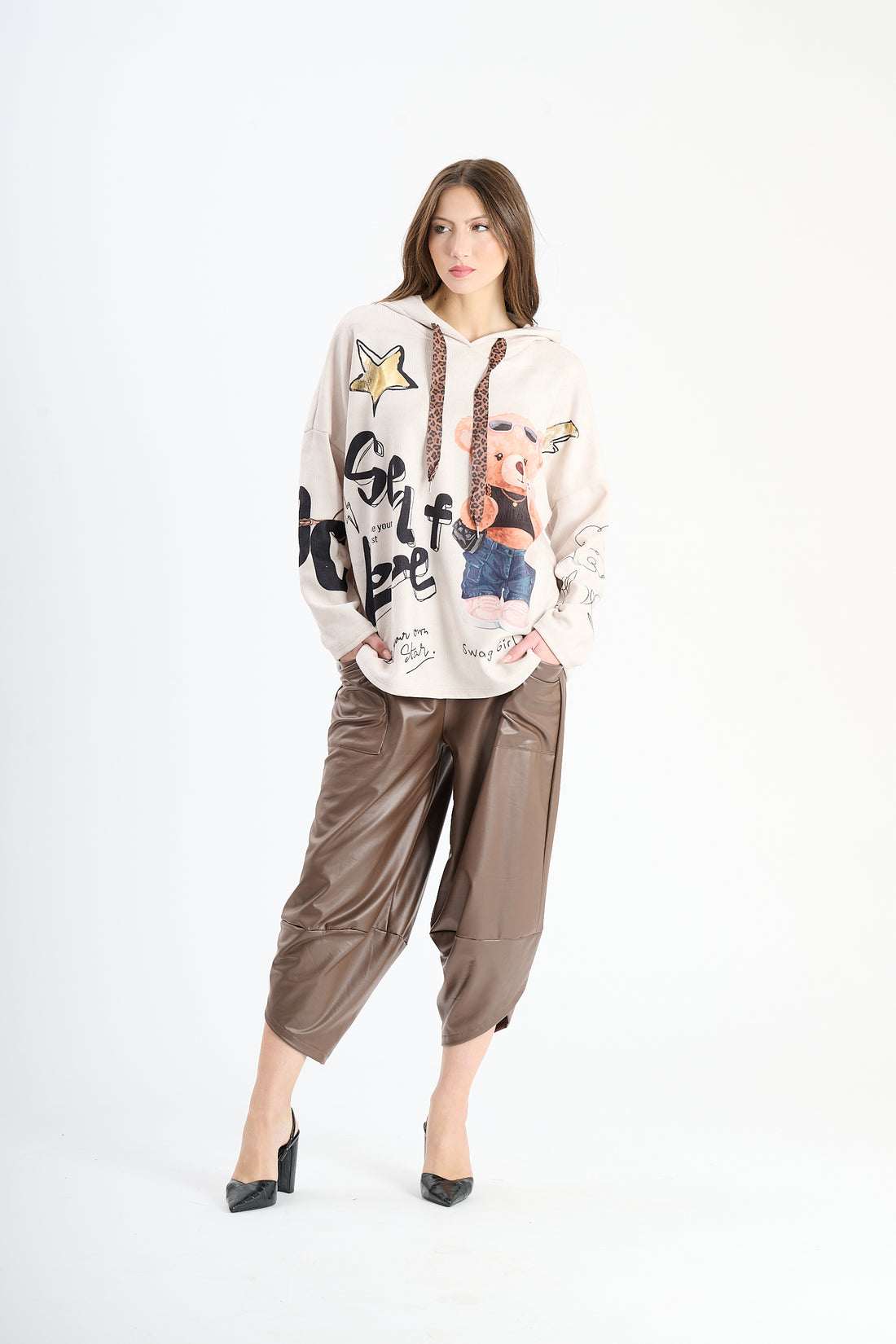 Hoodie Girlbear - Beige