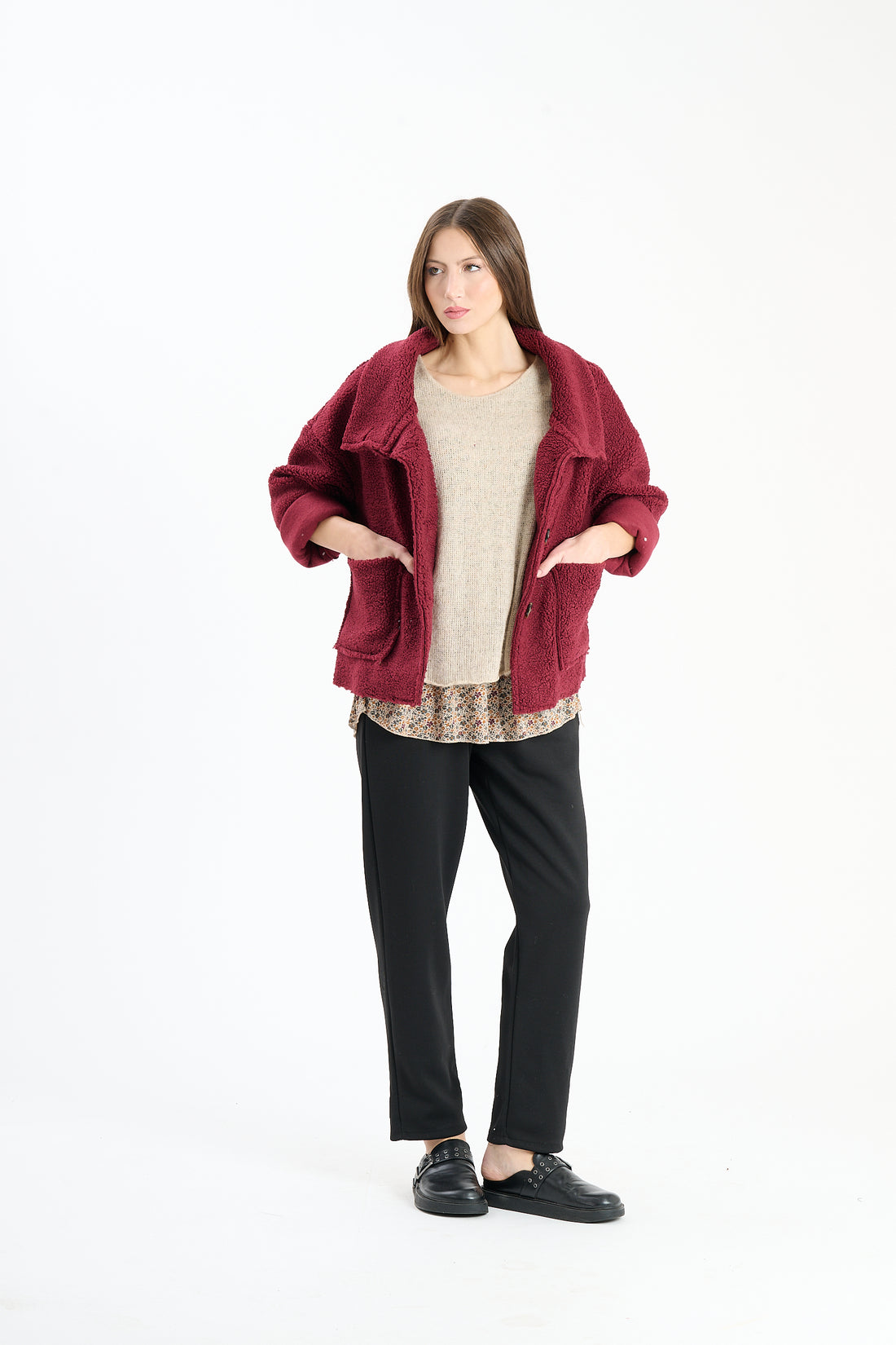 Knopfjacke Riga - Weinrot