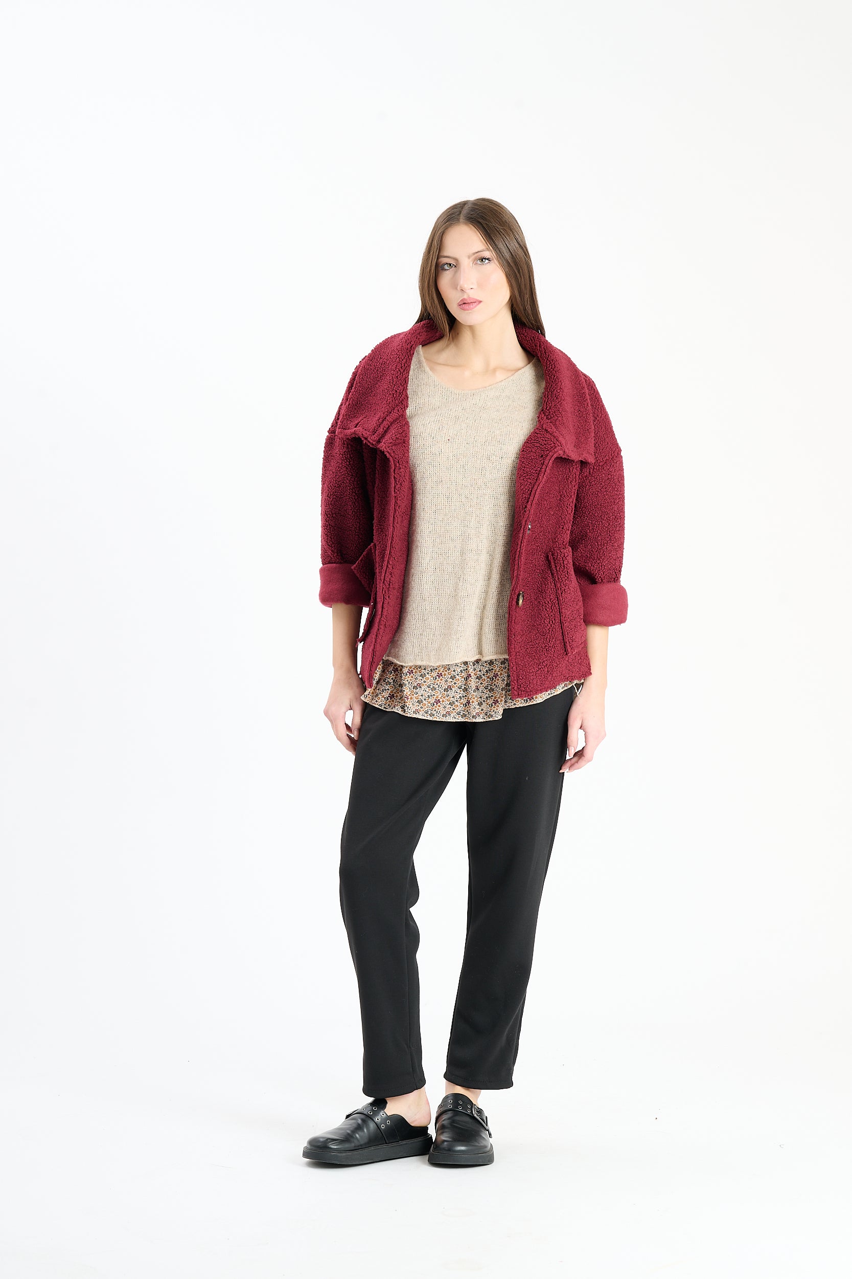 Knopfjacke Riga - Weinrot