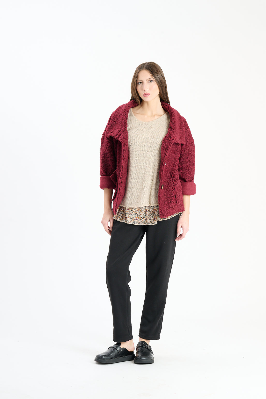 Knopfjacke Riga - Weinrot